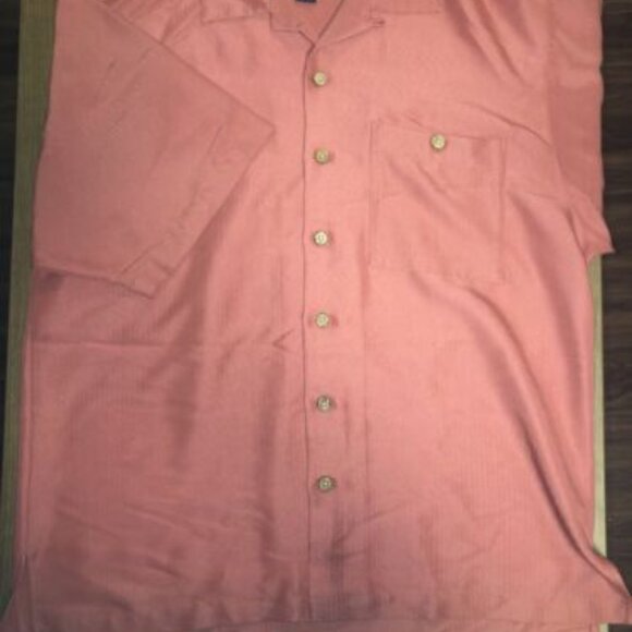 PGA Tour Mens Short Sleeve Dress Shirt Size Medium Red Pastel Soft Business Golf - Picture 6 of 12